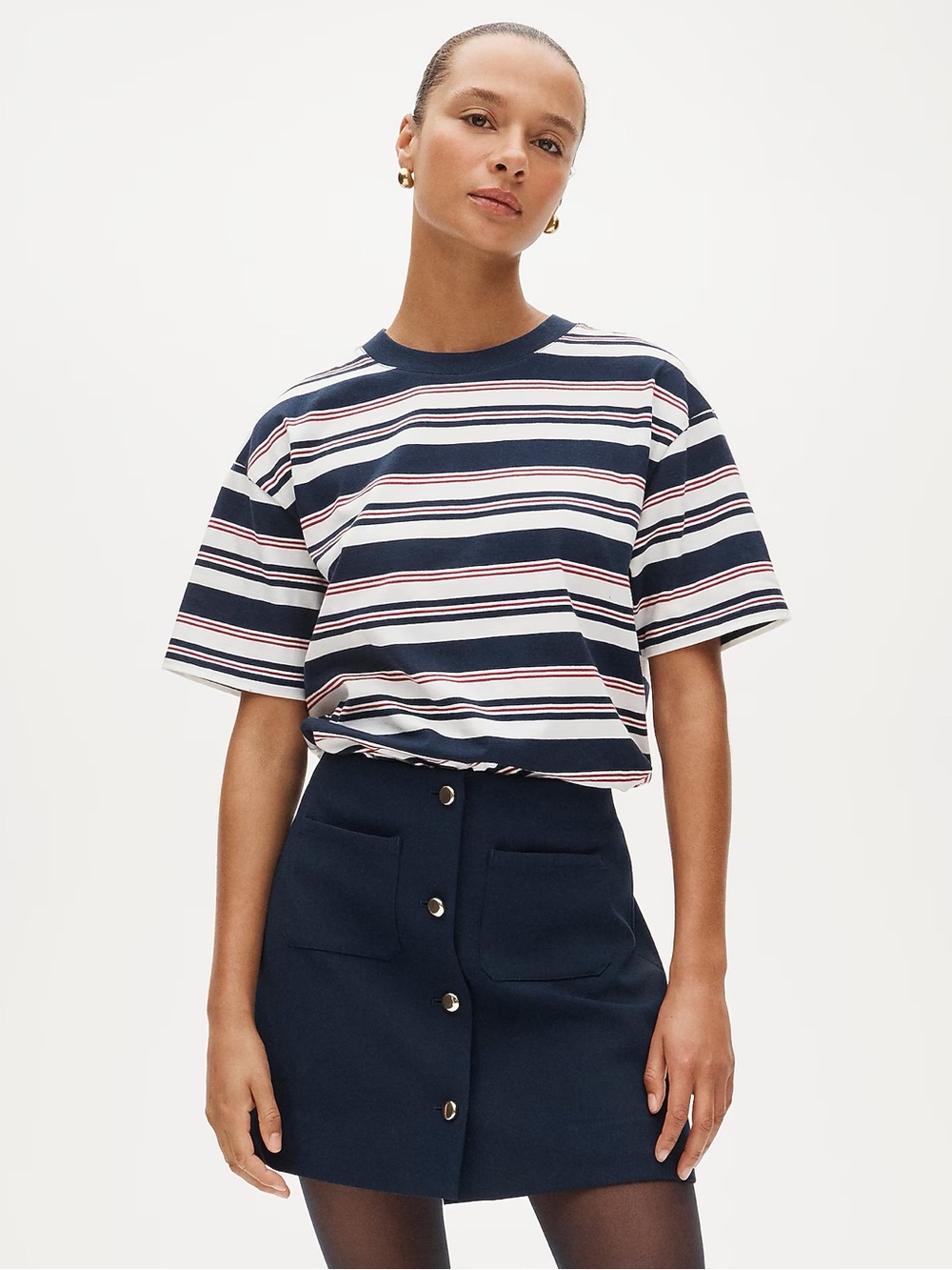 J.Crew Fairfax mini button-front skirt in four-season stretch